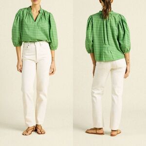 TROVATA Orly Blouse Green Medallion Blouse M $268